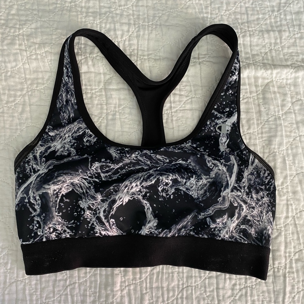 Black & White Padded Champion Sports Bra